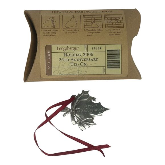 Longaberger 2005 Holiday 25th Christmas Anniversary Metal Basket Tie On #23169 - Picture 2 of 6